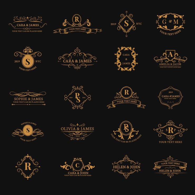 Gratis Vektor emblem med initialer set