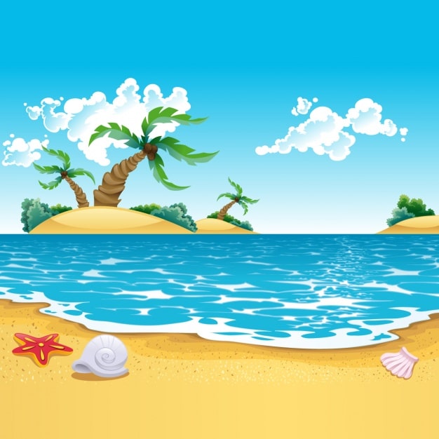 Gratis Vektor färgad strandbakgrund