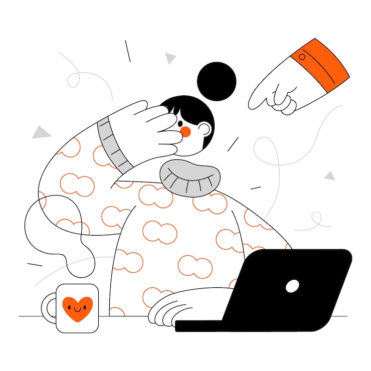 Gratis Vektor flad illustration af en person, der bliver udskammet eller bebrejdet