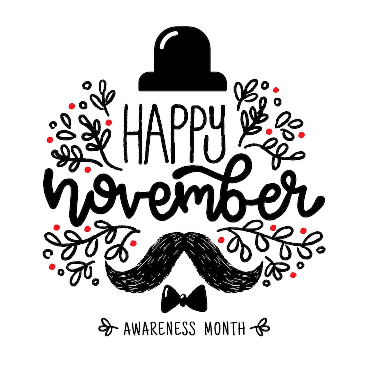 Gratis Vektor glad movember bogstaver baggrund
