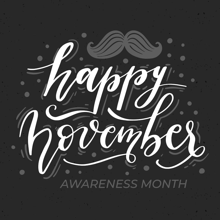 Gratis Vektor glad movember overskægsbogstaver