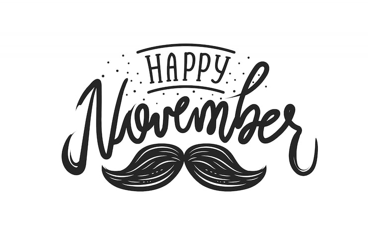 Gratis Vektor glad movember skrift på hvid baggrund