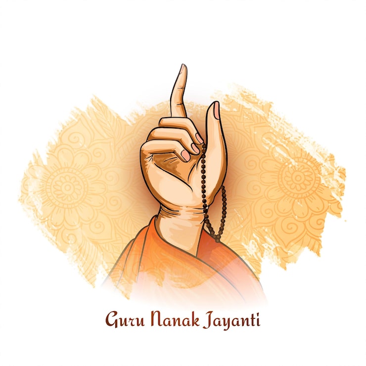 Gratis Vektor guru nanak jayanti skanderar hand vacker bakgrund