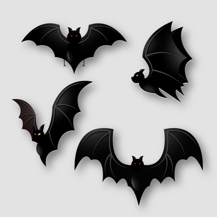 Gratis Vektor halloween-fladdermösskollektion med lutning