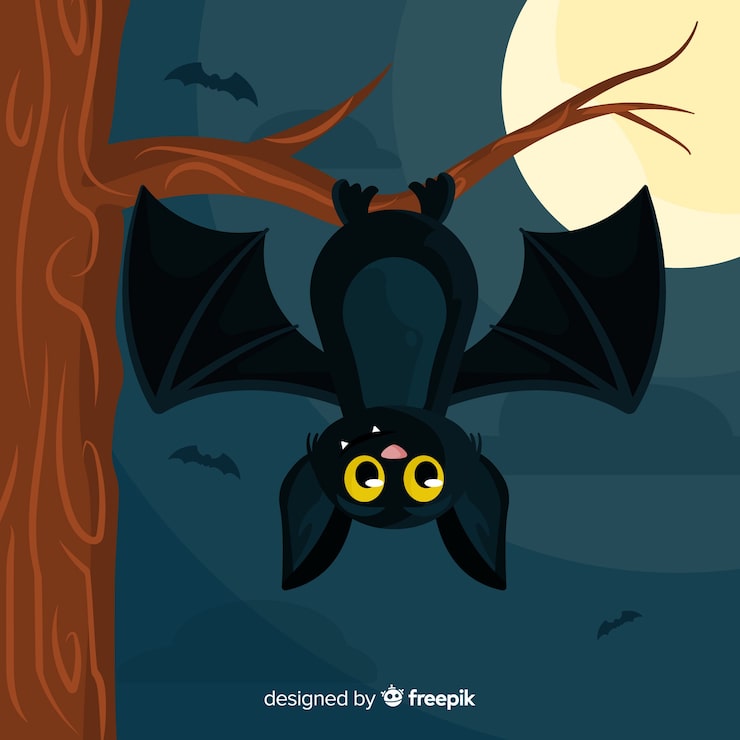 Gratis Vektor halloween-fladdermusbakgrund i platt design