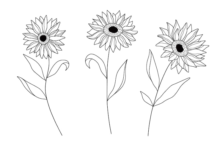 Gratis Vektor handritad enkel illustration med blomkontur