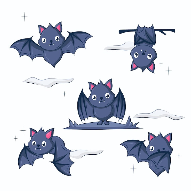 Gratis Vektor handritad illustration av halloween-fladdermöss