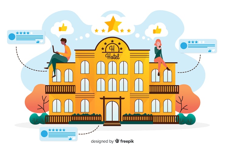 Gratis Vektor hotellrecensionskoncept