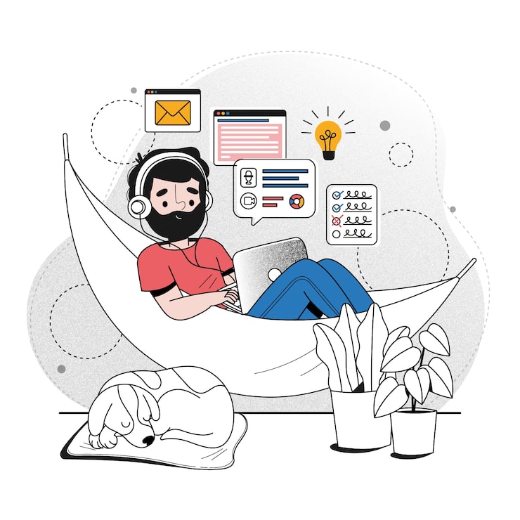Gratis Vektor illustration af konceptet telependling