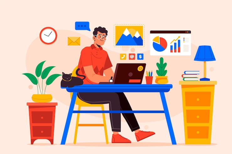 Gratis Vektor illustration af konceptet telependling