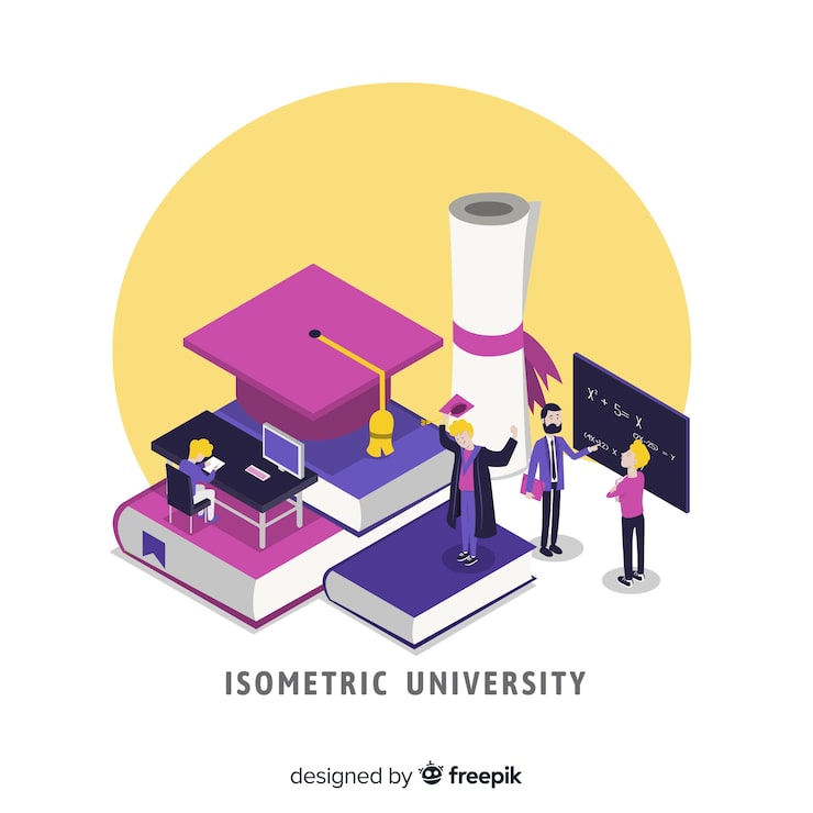 Gratis Vektor isometrisk universitetsbakgrund