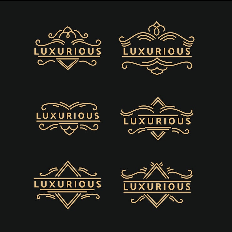 Gratis Vektor lyxigt retro logopaket