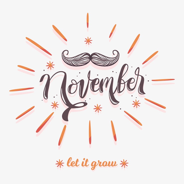 Gratis Vektor movember overskæg opmærksomheds baggrund med lettering
