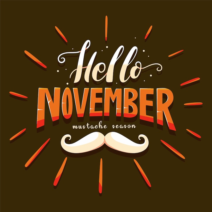 Gratis Vektor movember overskæg opmærksomheds baggrund med lettering
