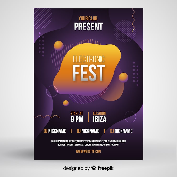 Gratis Vektor musikplakat skabelon med flydende effekt