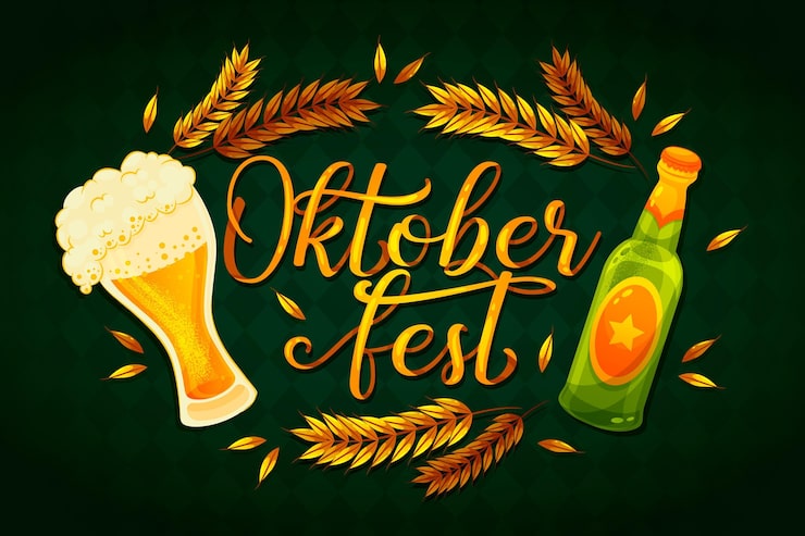 Gratis Vektor oktoberfest-skrift med pint