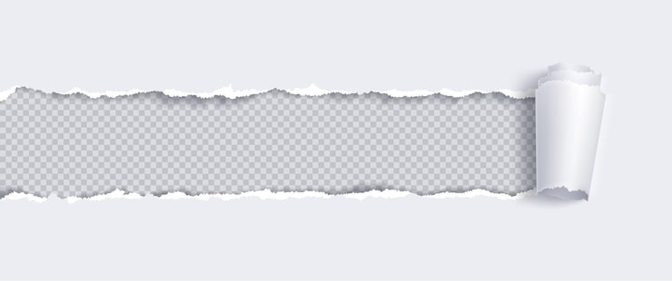 Gratis Vektor papirbanner med revet hul og rullet kant