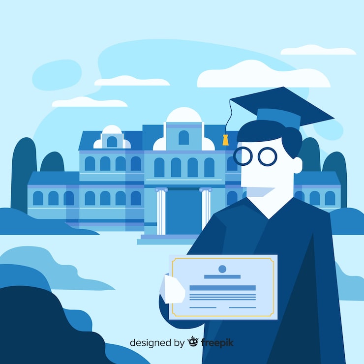 Gratis Vektor platt bakgrund med universitetsexamen