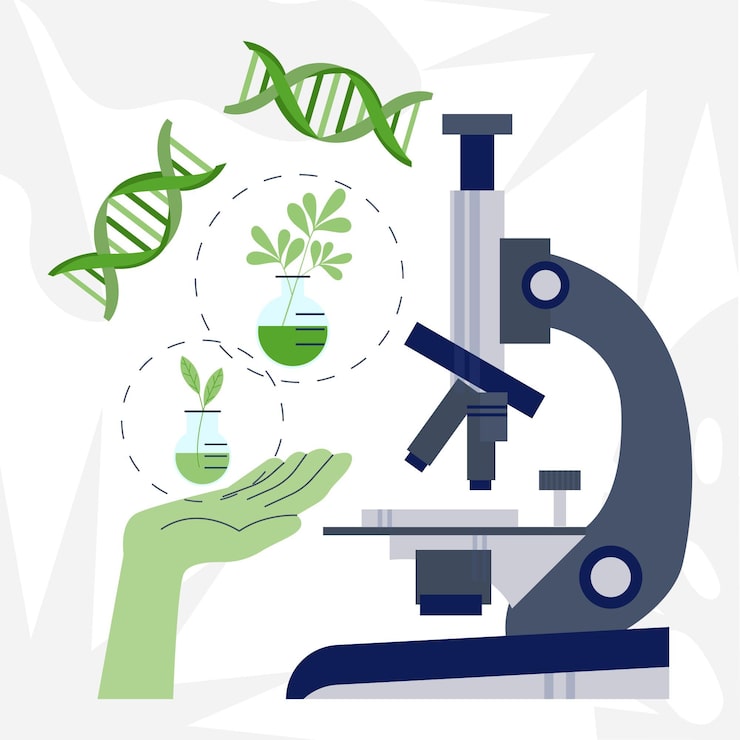 Gratis Vektor platt bioteknikkoncept illustrerat
