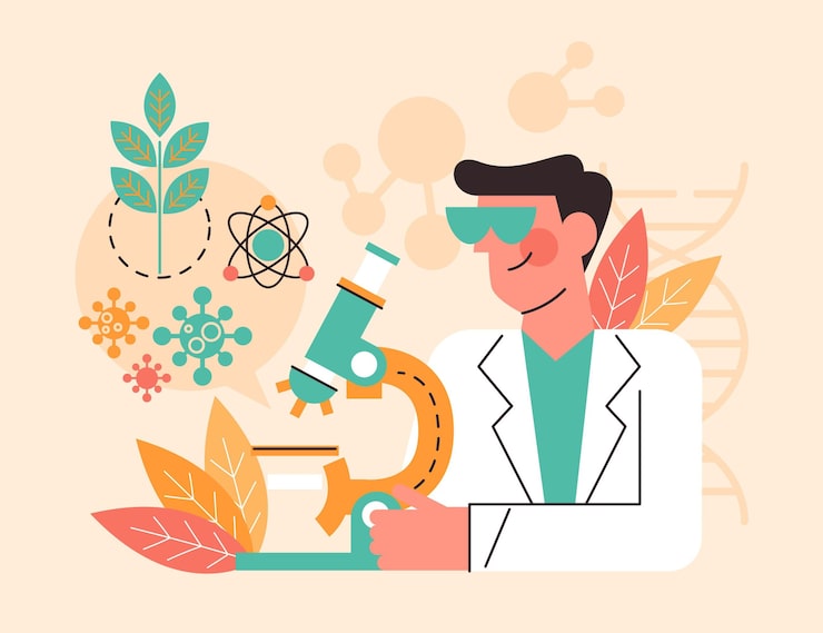 Gratis Vektor platt bioteknikkoncept