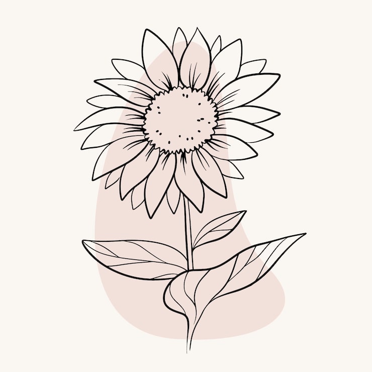 Gratis Vektor platt enkel illustration med blomkontur