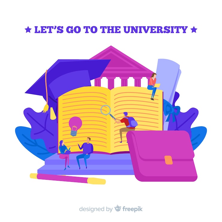 Gratis Vektor platt universitetskoncept