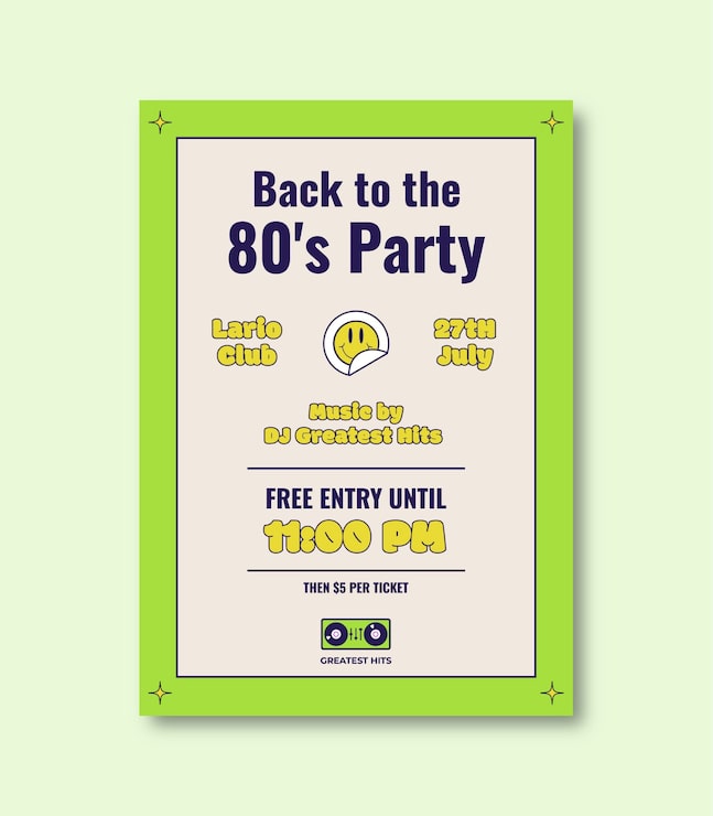 Gratis Vektor retro dj party flyer skabelon