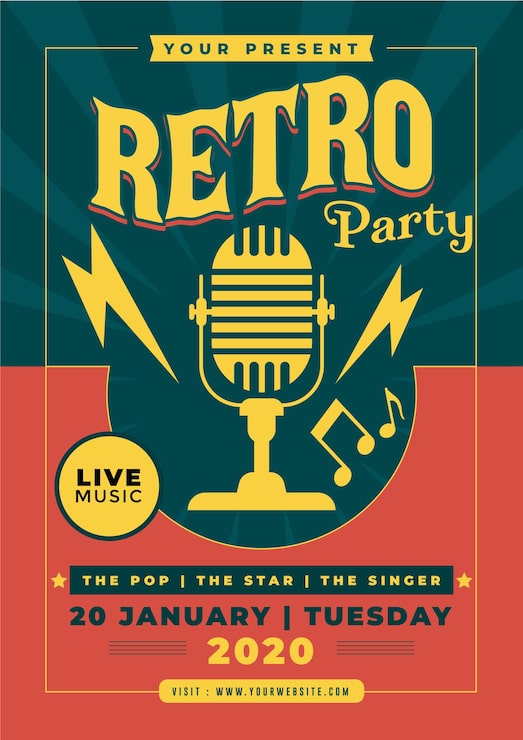 Gratis Vektor retro fest flyer skabelon