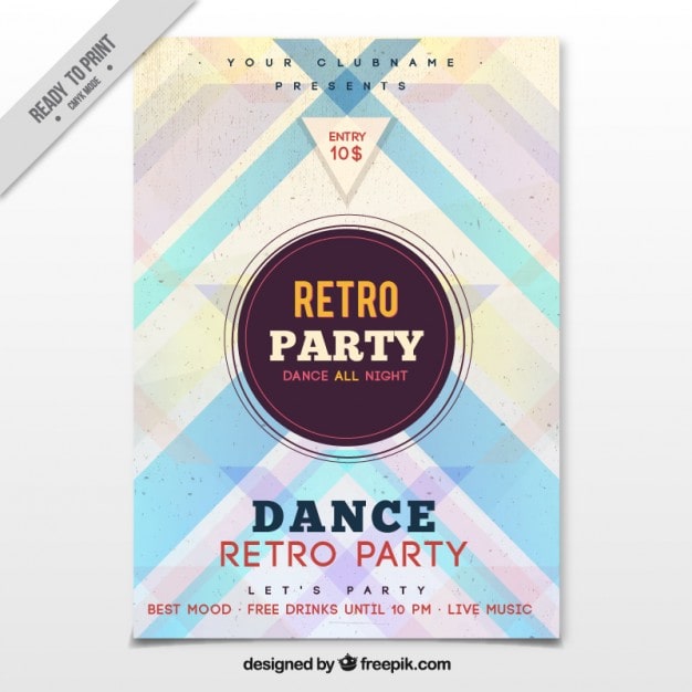 Gratis Vektor retro festbrochure med farvede striber