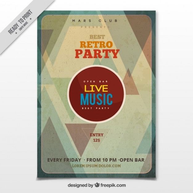 Gratis Vektor retro festflyer med flade trekanter