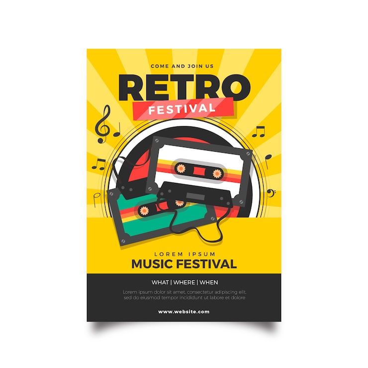 Gratis Vektor retro musik plakat skabelon