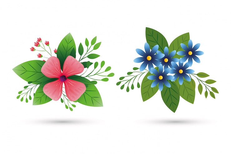 Gratis Vektor søde blomster med grene og blade