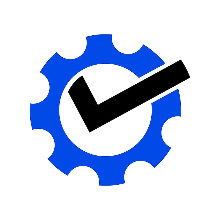 Gratis Vektor tandhjulscheck-ikon logo design