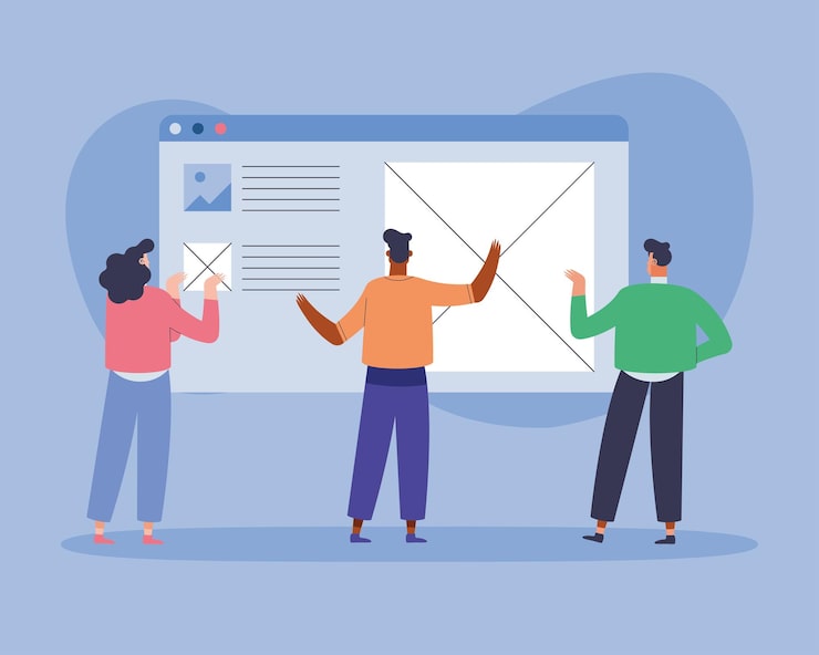 Gratis Vektor tre ui og ux designere