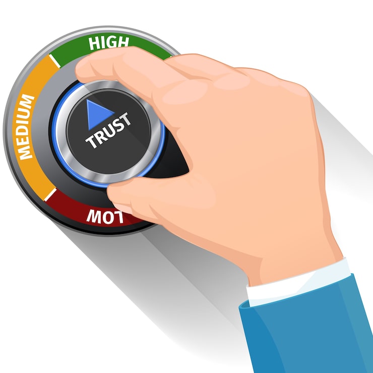 Gratis Vektor trust knap knap switch. høj tillidsniveau koncept. teknisk design, ledelse moderne