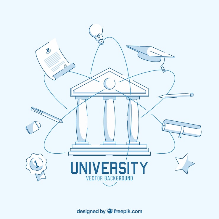 Gratis Vektor universitetsbakgrund i platt stil