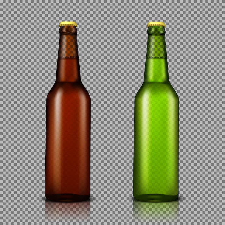 Gratis Vektor vektor realistisk illustration sæt af gennemsigtige glasflasker med drikkevarer, klar til branding