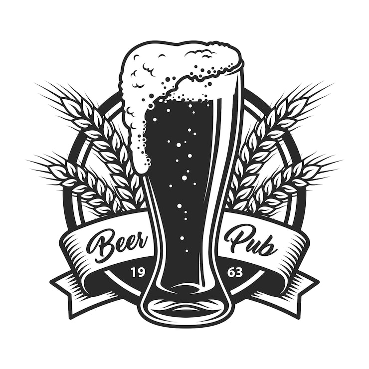 Gratis Vektor vintage monokrom øl pub logo