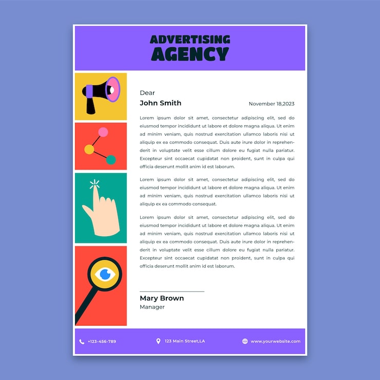 Gratis Vektor flat design reklamebyrå - brevpapir