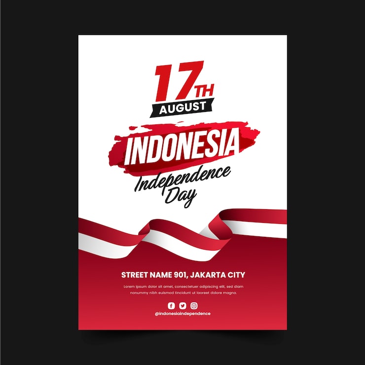 Gratis Vektor gradient indonesia independence day vertikal plakatsmal
