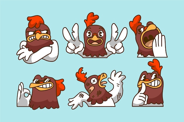 Håndtegnet samling av emoticons-elementer