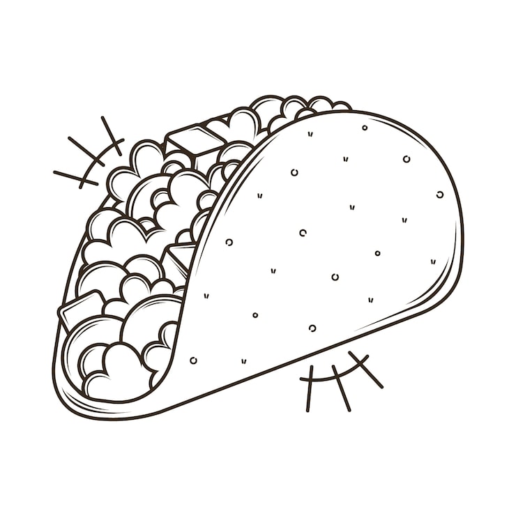 Gratis Vektor håndtegnet taco-konturillustrasjon