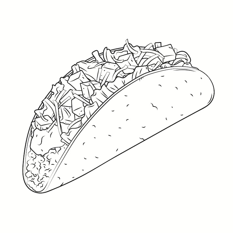 Gratis Vektor håndtegnet taco-omrissillustrasjon