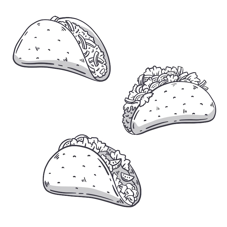 Gratis Vektor håndtegnet taco-omrissillustrasjon