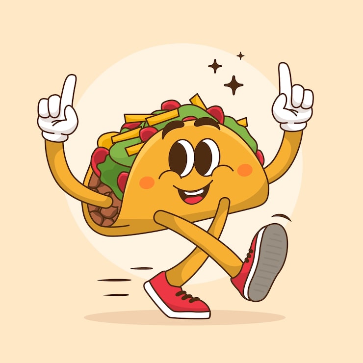 Gratis Vektor håndtegnet taco tegneserie illustrasjon