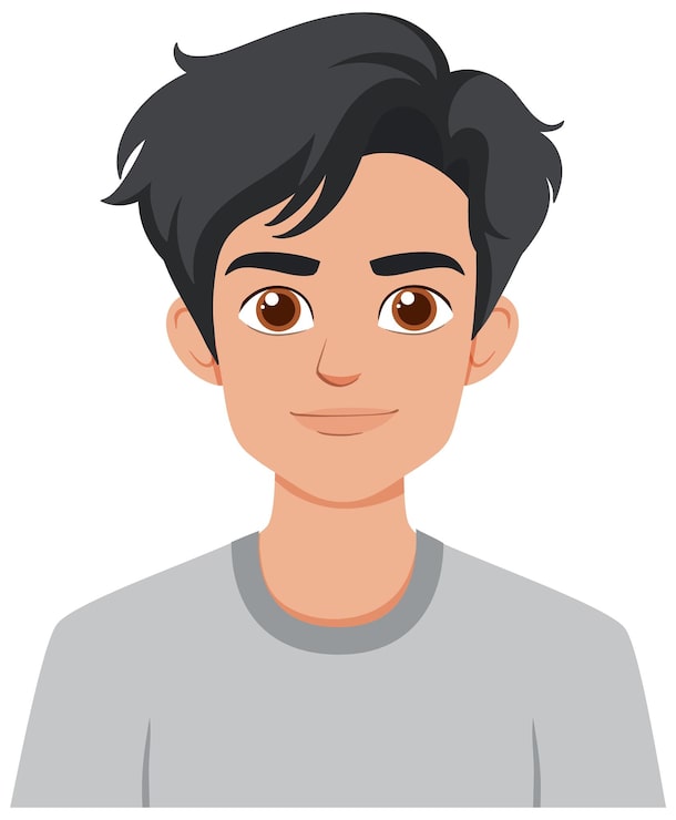 Gratis Vektor illustrasjon av smilende ung mann