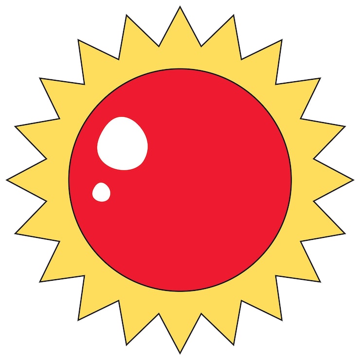 Gratis Vektor retro sol isolert på hvit bakgrunn