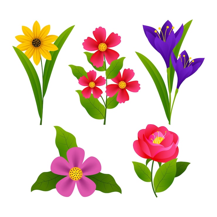 Gratis Vektor samling av vårblomster