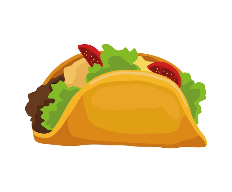Gratis Vektor smakfull taco hurtigmatikon isolert design