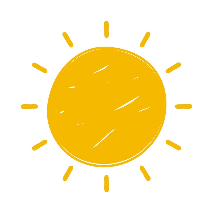 Gratis Vektor sol, kladdestil, gul
